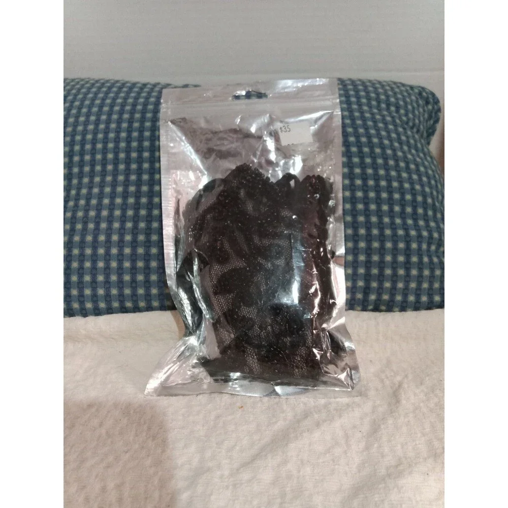 Andrea & Leo Couture Costume Face Mask Black Lace Beadwork Exterior Satin Lining